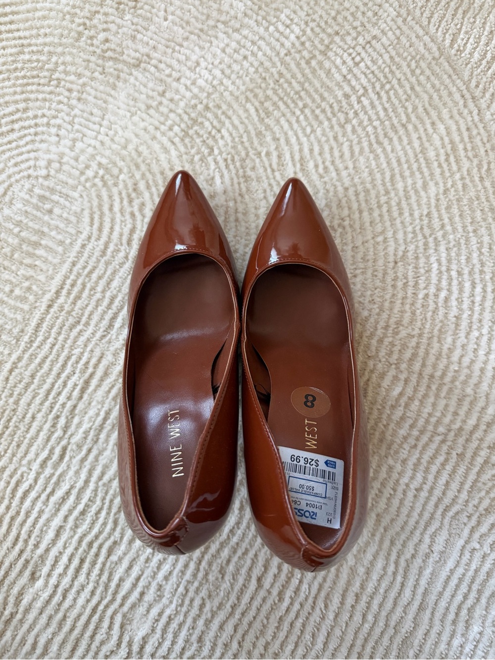 Nine West Women's Cognac Patent Pointed-Toe Pumps